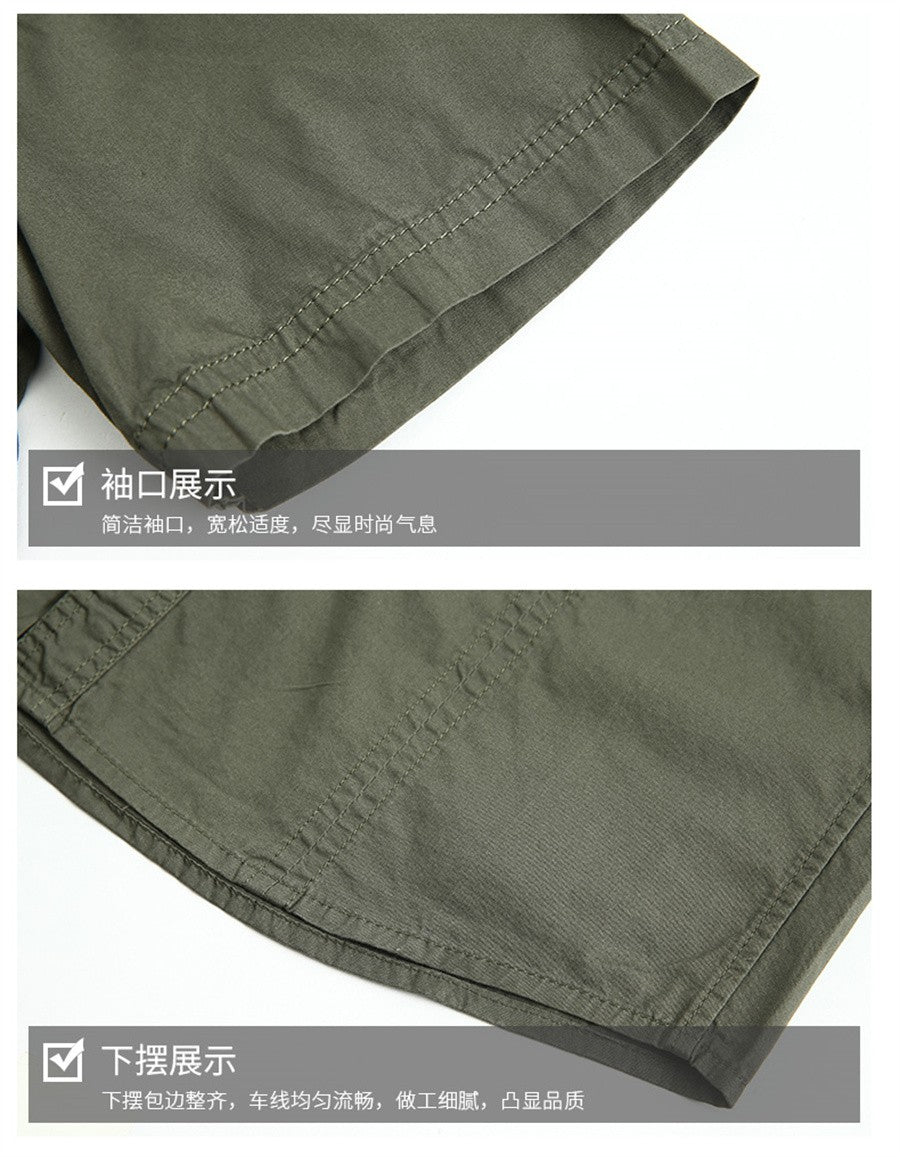 2025 Summer Green Cargo Shirts for Men Short Sleeve Casual Blouse Combat Tactical Shirt Multi-Pocket Outfits Oversize 5XL