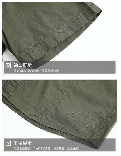 2025 Summer Green Cargo Shirts for Men Short Sleeve Casual Blouse Combat Tactical Shirt Multi-Pocket Outfits Oversize 5XL