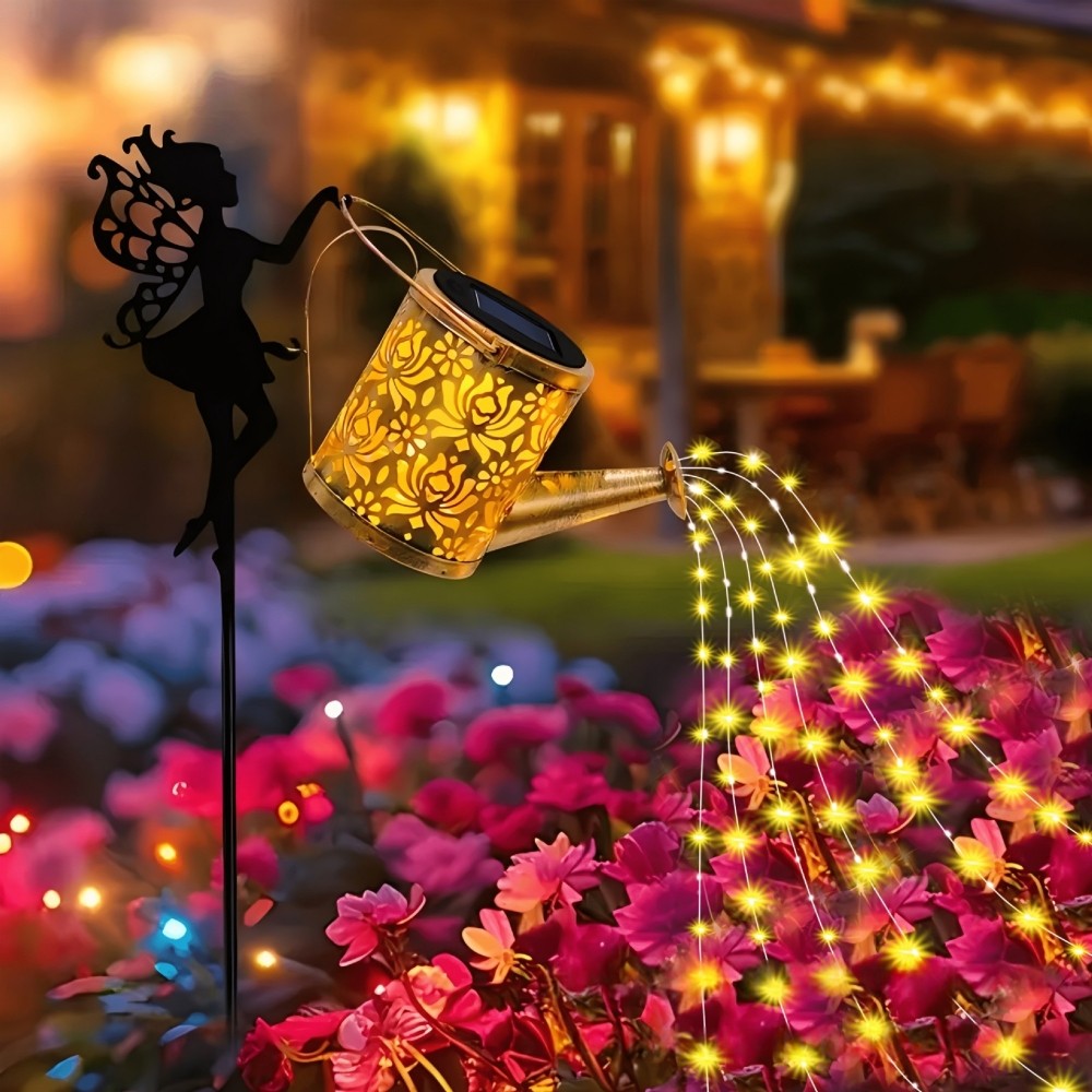 Solar Lights Outdoor Solar Watering Can Light Solar Garden Lights Waterproof Metal Hanging Lantern Fairy Garden Decor Outside