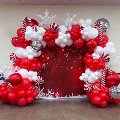 Christmas Balloons Garland Red White Balloon Arch Kit Xmas Candy Cane Foil Globos Christmas Home Birthday Party New Year Decor