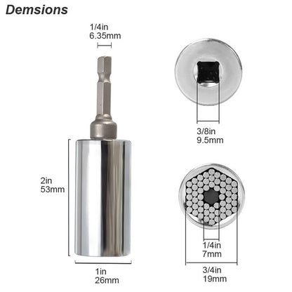 Conjunto de Soquetes Universais 7-19mm Ferramenta Adaptadora de Furadeira Chave de Porca Mágica Multiferramenta