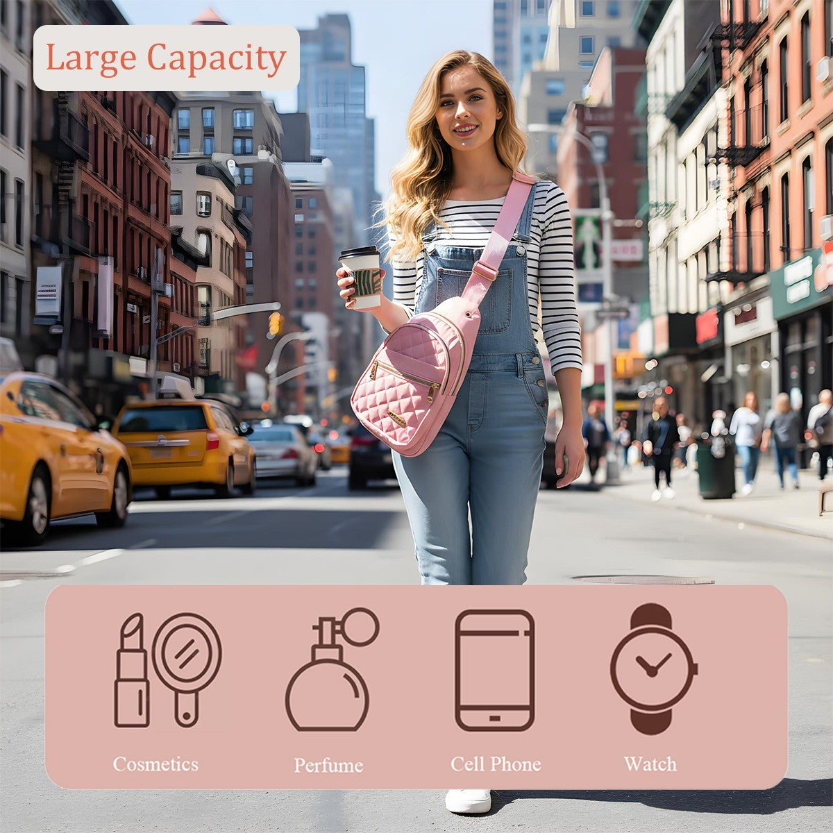 Adjustable Quilted Sling Backpack Outdoor Travel Bag For Men Women Casual Crossbody Small Sling Backpack Sling Bags