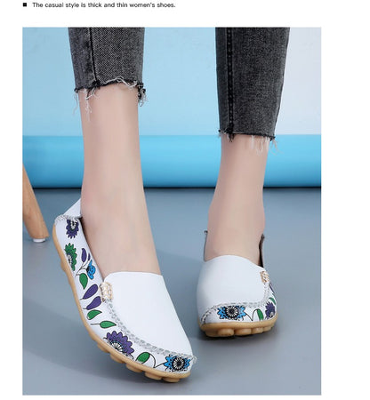 New Moccasins Women Flats Spring Female Leather Loafers Slip on Ballerina Women Casual Shoes Zapatos Mujer Plus Size 35-46