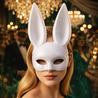 Unisex Rabbit Animal Half Face Cosplay Party Mask, Perfect for Birthdays & Gatherings, Suitable for Men & Women