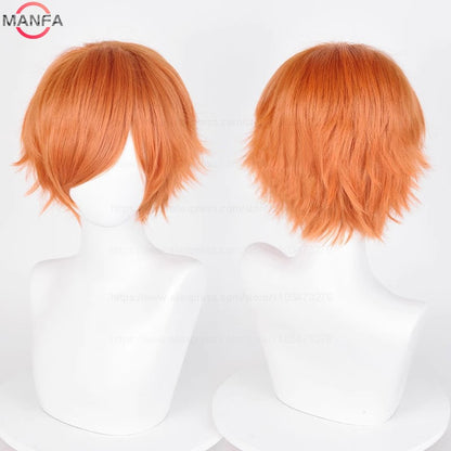 Anime 30cm Curta Reta Peruca Cosplay Preto Branco Verde Marrom Roxo Azul Cinza Vermelho Dourado Homens Mulheres Cabelo Sintético Resistente ao Calor