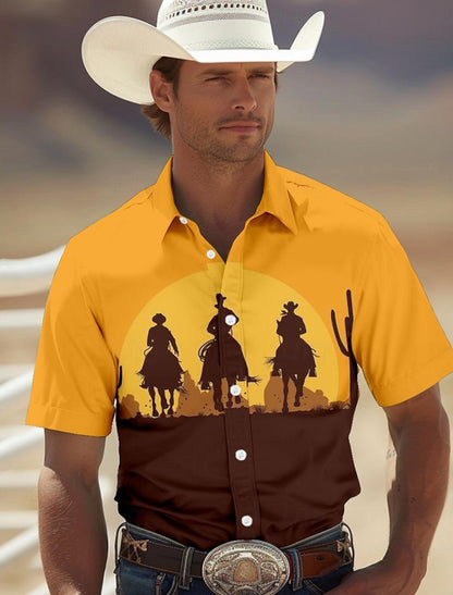 Floral western style Tribal Hawaiian shirts 3D Print Men's Summer Loose Beach Oversize Short-sleeved Top Men's Shirts For boy