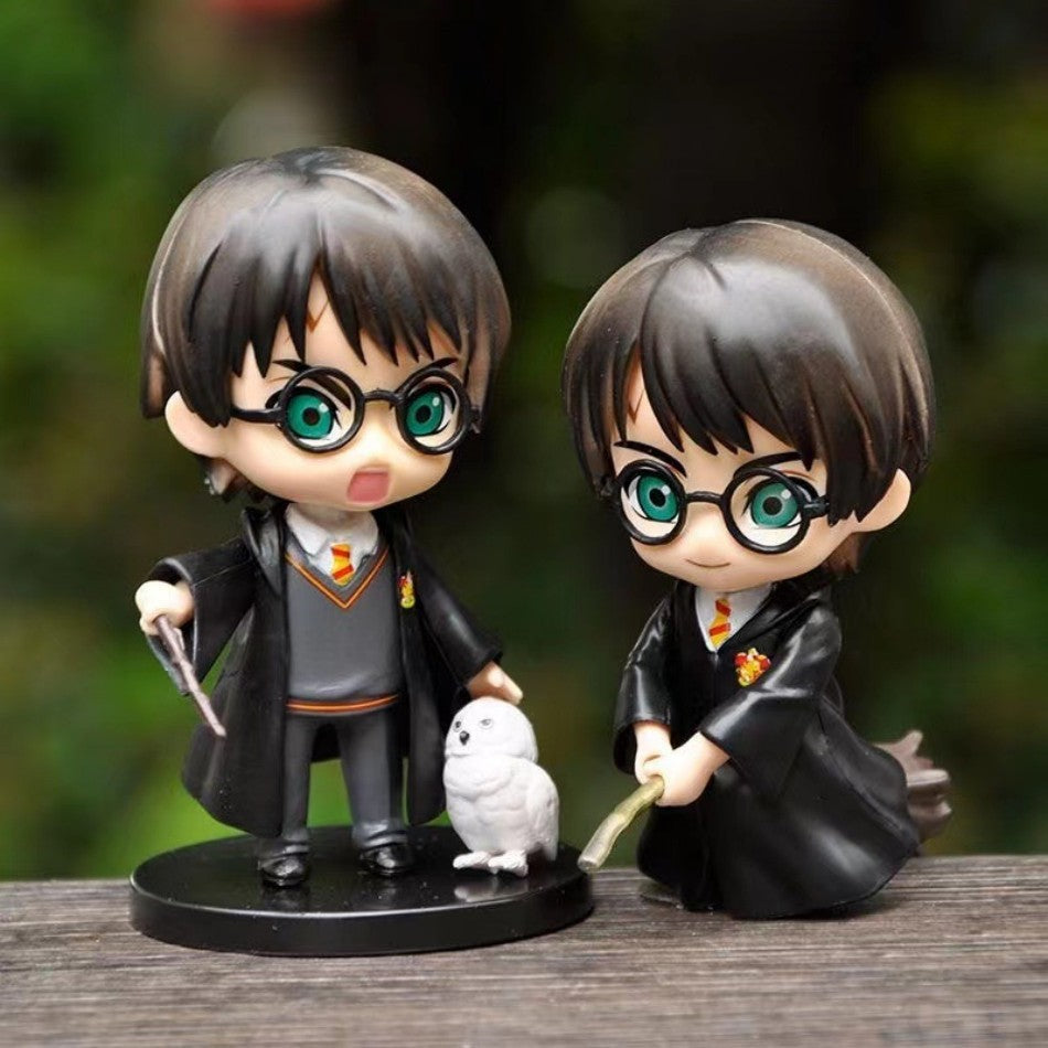 Hot 3-10 unidades/conjunto Harri Q Style Potter Posket Hermione Ron Hedwig Boneco de Vinil Brinquedo Decoração de Bolo Carro Modelo PVC Boneca Presente Brinquedos