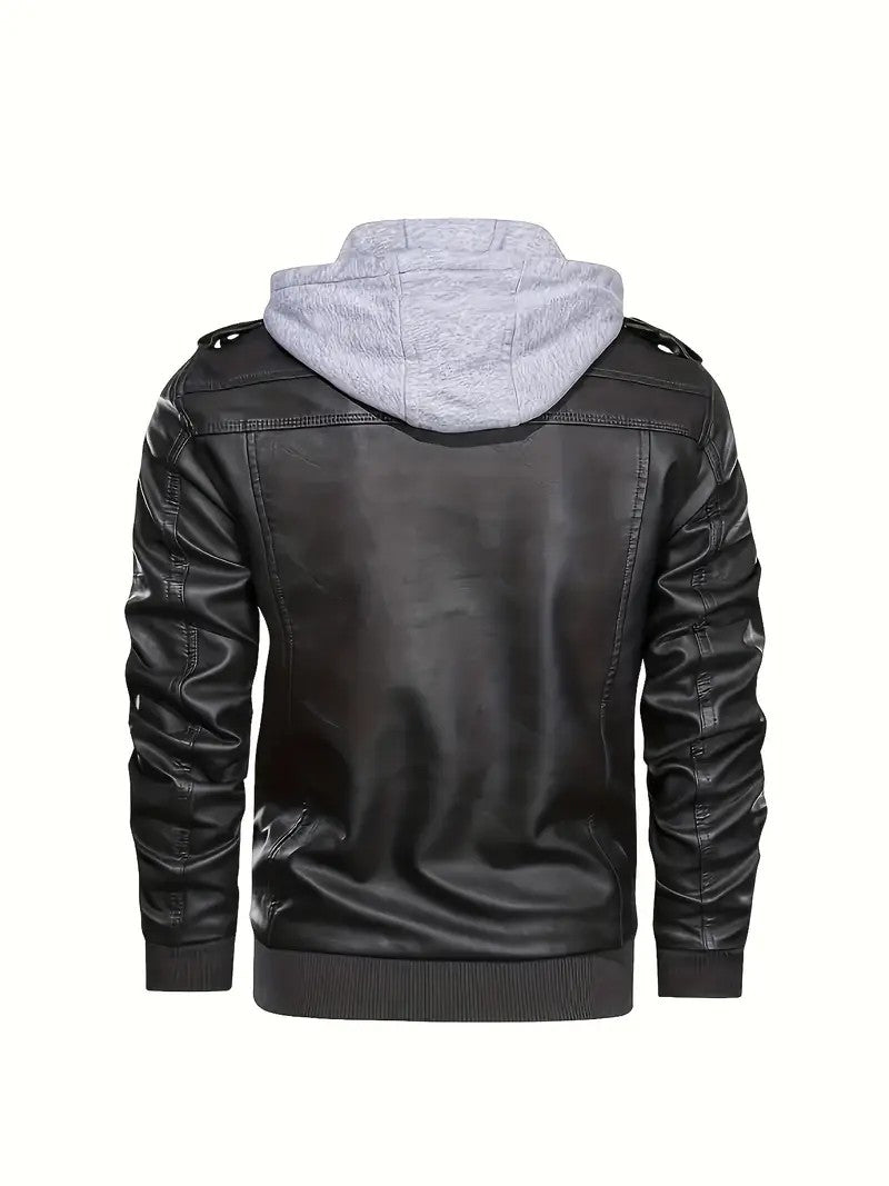 Motorcycle Leather Jackets Man Casual Fashion Motorcycle Coat Slim Fit Lapel PU Jackets Autumn Anti-wind Leather Coat Male