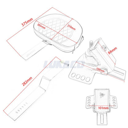 Motorcycle Adjustable Driver Rider Backrest Plug In Sissy Bar Seat Cushion Moto Pad For Harley Fatboy Heritage Softail 2007-2017