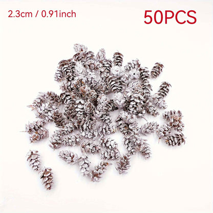 30/50pcs Plastic White Artificial Pinecone Plant Christmas Party Decorations Home Decor Christmas Tree Garland Accessiories