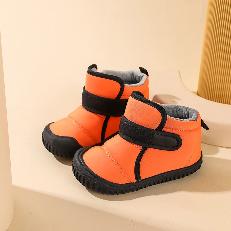 Unisex Kids Winter Outdoor Waterproof Fashion Short Snow Boots Boys and Girls Warm Cotton Comfortable Walking Shoes