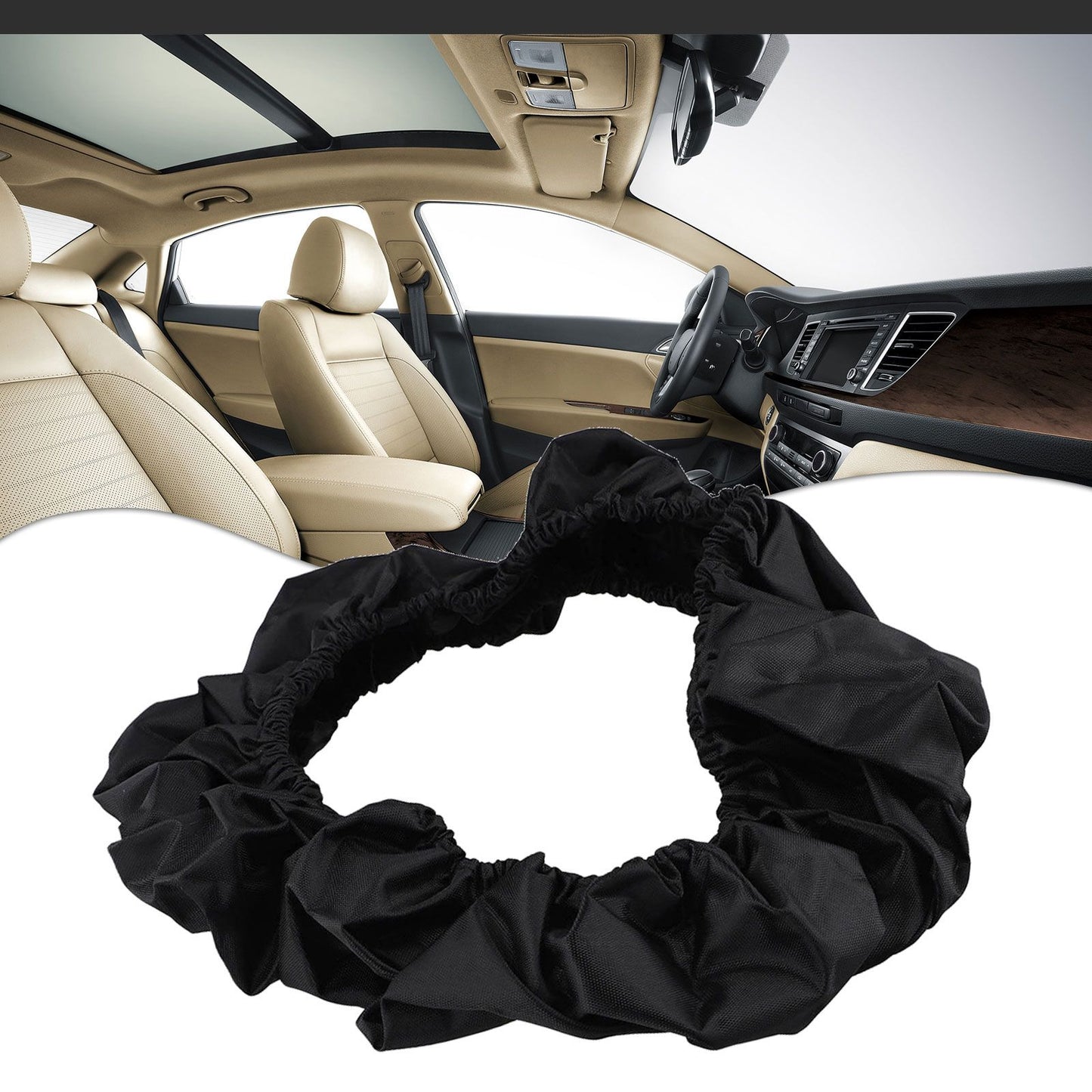 1pc Stretch Steering Wheel Protector Scratch Protector Cover Oil Resistant Dust Resistant Oxford Cloth For 30cm-45cm Car Repair