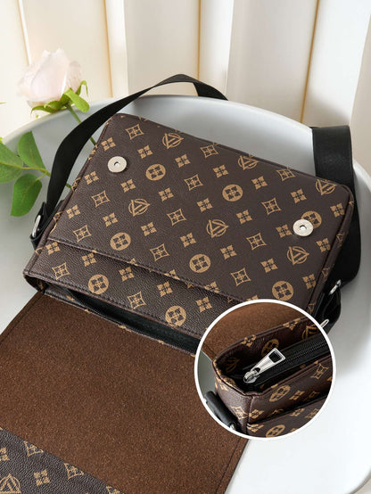 Men's Casual Crossbody Bag - Easy Flap Design, Business Commuter Lightweight Messenger Bag, Travel Large Capacity Shoulder Bag