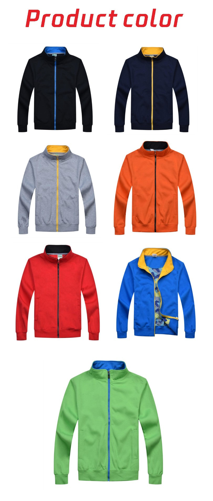 Cotton men's and women's standing collars, zippered jackets, spring and autumn cardigans, customized printing, logo embroidery