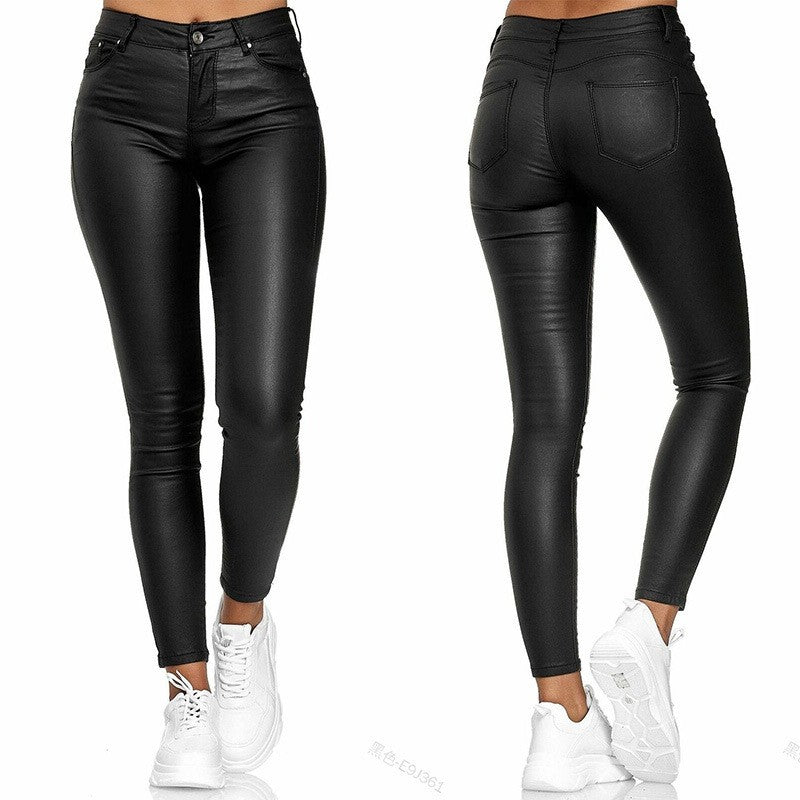 2025 Fashion Faux Leather Pants Women's Sexy Stretch Casual Leggings Solid  Leather Bodycon Pencile Pants For Women Streetwear