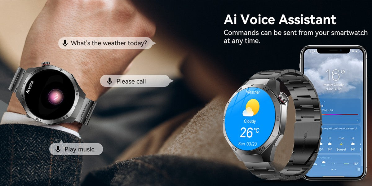 2025Novo Para Android e iOS Smartwatch Masculino Tela AMOLED GPS Rota de movimento Batimentos cardíacos Chamadas Bluetooth Smartwatch À Prova D'água