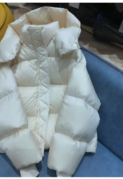 Hooded Cotton Jacket Women 2024 New Thickened Warm Long Sleeved Outwear Winter Korean Loose Solid Color Versatile Short Coat