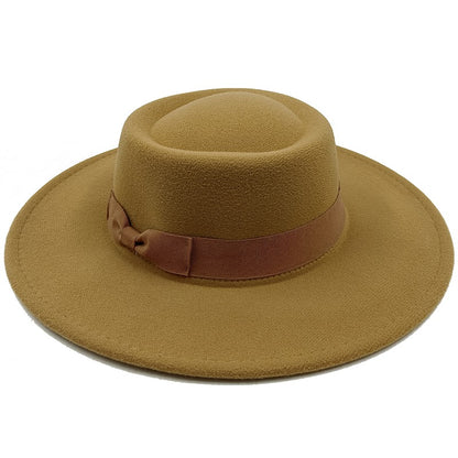 Chapéu Fedora unissex de inverno, superfície circular côncava e convexa, chapéu de jazz de feltro liso, elegante para homens e mulheres.