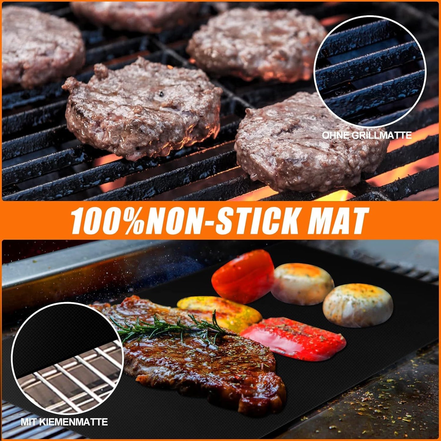 BBQ Grill Mat Non-Stick Grill Mat 40 X 33 Cm BBQ Grill Mat Baking Mat For Charcoal & Baking Reusable Grill Mat For Gas Grill