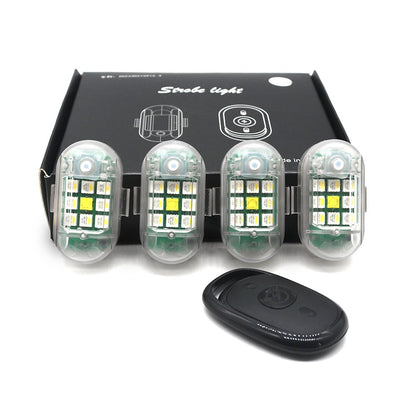 Wireless Remote Control LED Strobe Light for Car Auto Motorcycle Bike Drone Scooter Anti-collision Warning Lamp Flash Indicator
