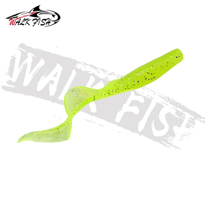 WALK FISH 10Pcs Spinpoler 60MM 80MM Iscas de Peixe Realistas Minhocas Isca de Silicone Artificial Macia Para Baixo Lúcio Isca Wobbler