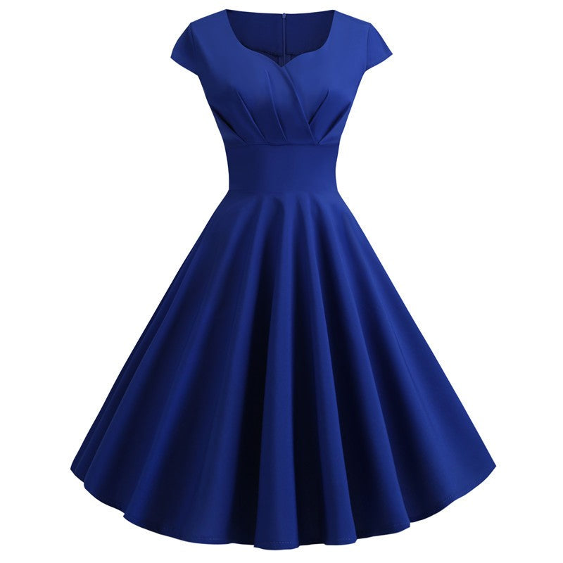 Pink Summer Dress Women V Neck Vintage Robe Elegant Retro pin up Party Office Mi