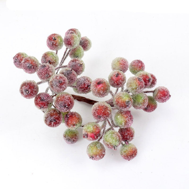 40pcs Mini Christmas Frosted Artificial Berry Vivid Red Holly Berries Wedding Party Decoration Artificial Flowers Home Decor