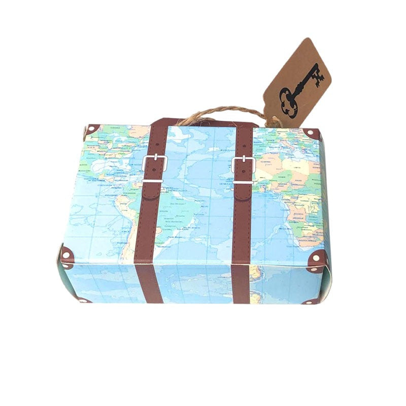 10/20/50pcs Mini Travel Suitcase Candy Box Kraft Paper Chocolate Favor Gift Box Packaging Bag Wedding Birthday Party Decoration