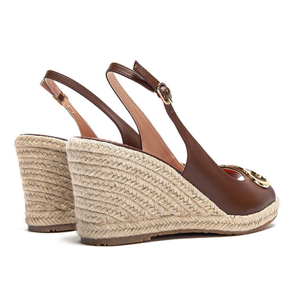 Women's Sandals Black Comfortable Wedge Platform Shoes Hand Woven High Heels