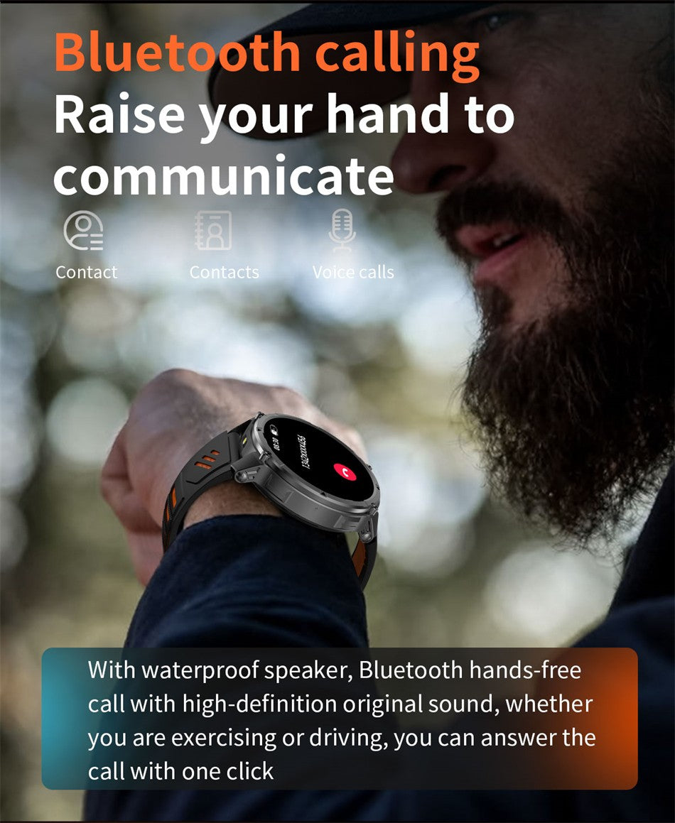 New Outdoor Ultra Durable Men Smartwatch Heart Rate Bluetooth Call 5ATM Waterproof Sport Smart Watch 1100mAh Battery Custom dial