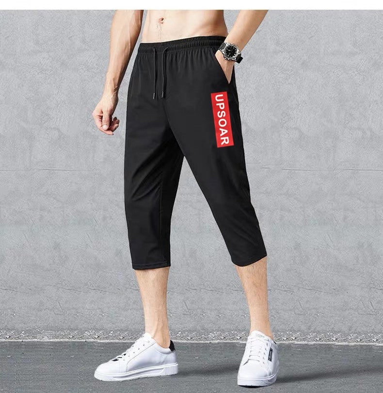 2025 Summer Men's Shorts Breathable Stretched Nylon Ice Silk 3/4 Short Capris Pants Sports Breeches Plus Size Casual Shorts Male