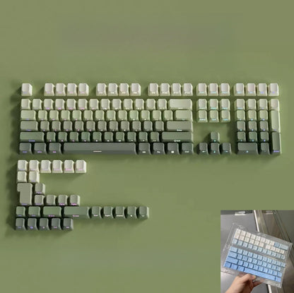 Novas Teclas 133 Gradiente Verde Shine Through Keycaps Impressão Lateral PBT Keycap Perfil Cherry Double Shot para Teclados Mecânicos