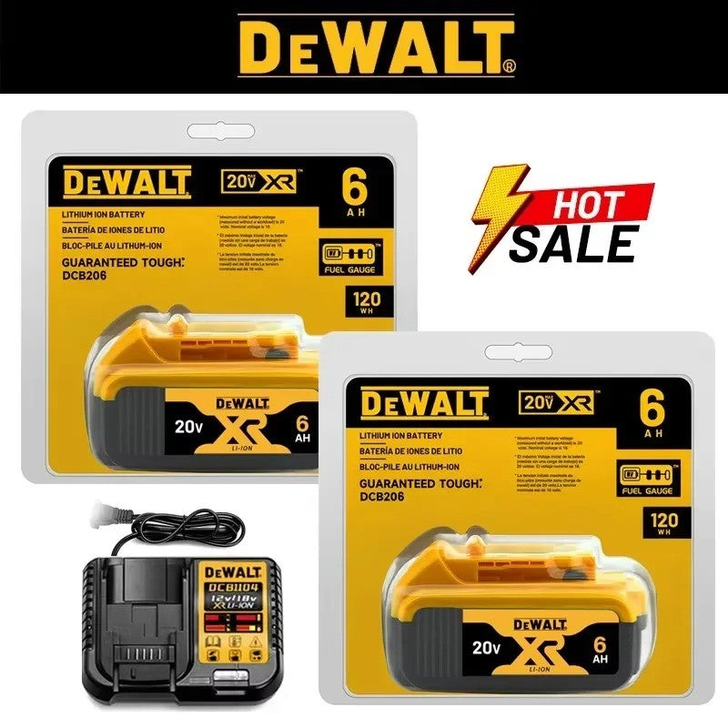 Bateria recarregável de íons de lítio DHL Ship DEWALT 20V 6.0Ah para ferramentas elétricas, substituição de bateria max DCB184 DCB200 DCB182 DCB180 DCB181