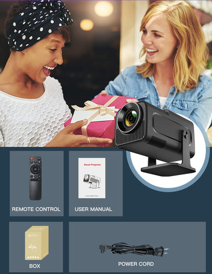 Projetor inteligente HY320 LYNCAST WiFi duplo 6 400 ANSI BT5.0 correção automática 1920 1080P Full HD 4K vídeo doméstico ao ar livre mini projetor