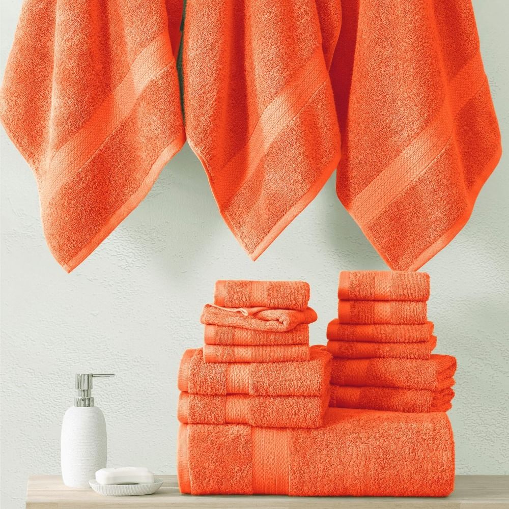100% Cotton Quick Dry Large Bath Towel Set, Pet Friendly, Suitable for All Skin Types, 18 Pcs - 6 Hand Towels for Bat