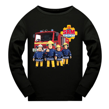 Anime Fireman Sam Clothes Kids Fire Fighting Pajama Sets Baby Girls Homewear Toddler Boys Nightwear Children Long Sleeve Pijamas