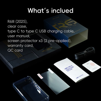 HiBy R6III 2025 / R6 Geração 3 Reprodutor de Música MP3 Android 12 DAC USB HIFI WiFi Bluetooth 5.0 CS43198 *4 MQA16x DSD512 PCM768 4500mAh
