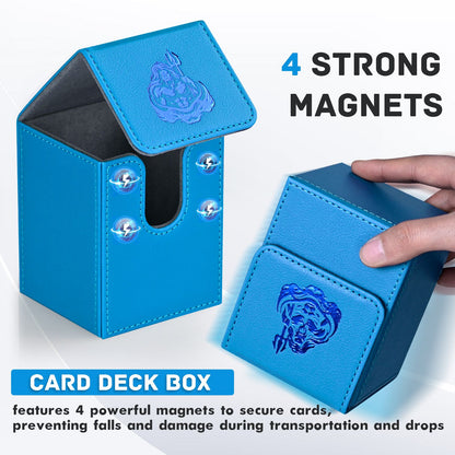 Caixa para Baralho de Cartas, Comporta Mais de 100 Cartas com Sleeve Simples, Suporte para Cartas TCG em Couro PU para Magic Commander Yugioh
