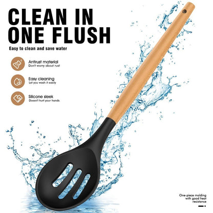 12PCS Silicone Kitchen Utensils Cooking Set Food Grade Cookware Utensils Turner Spatula Measuring Spoon Practical Kitchenware
