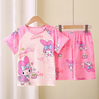 Summer Children's Pajamas Short Sleeve Girls' Cartoon Big Boys' Home Furnishing Set