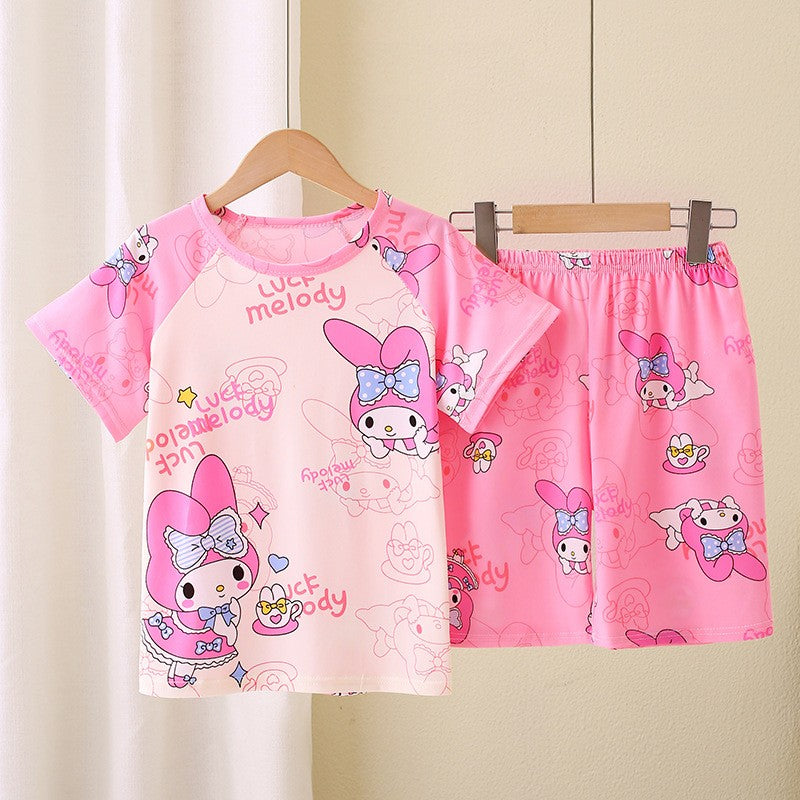 Summer Children's Pajamas Short Sleeve Girls' Cartoon Big Boys' Home Furnishing Set