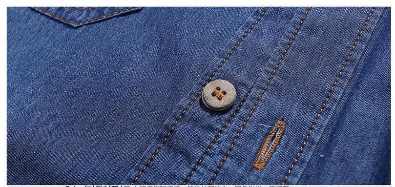 Men Multi pockets Blue Denim Shirts New Summer Male Short Sleeve Tooling Shirts High Quality Men Cotton Casual Jeans Shirts 4XL