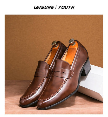 Classic Men's Dress Shoes High Heeled Casual Patry Business Leathers Shoes For Men Classic Wedding Men Formal Social Shoes Man