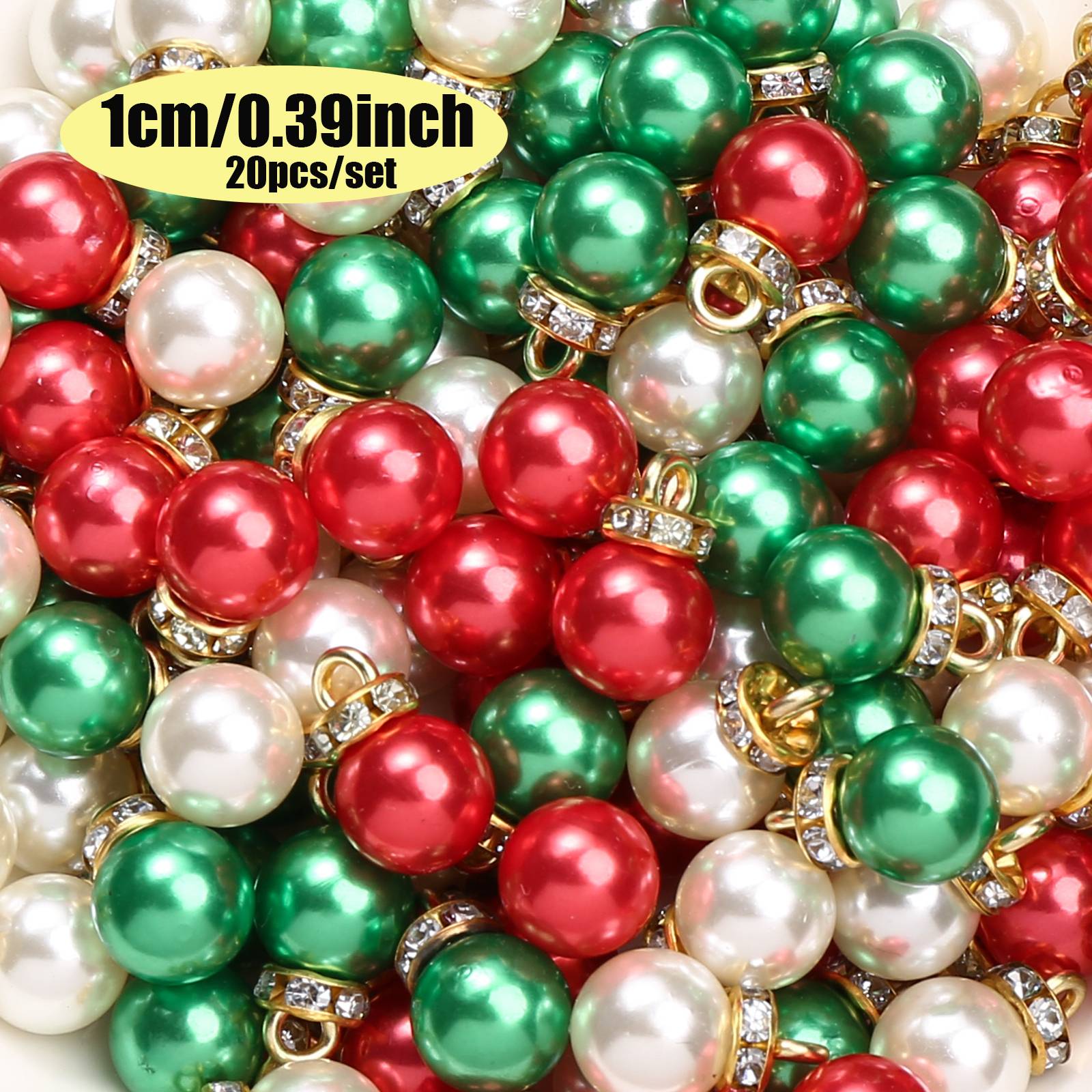 20pcs/set Shiny CCB Christmas Beads Pendant Classic Golden Rhinestone Spacer Beads For Earrings  Making Fashion Accessories