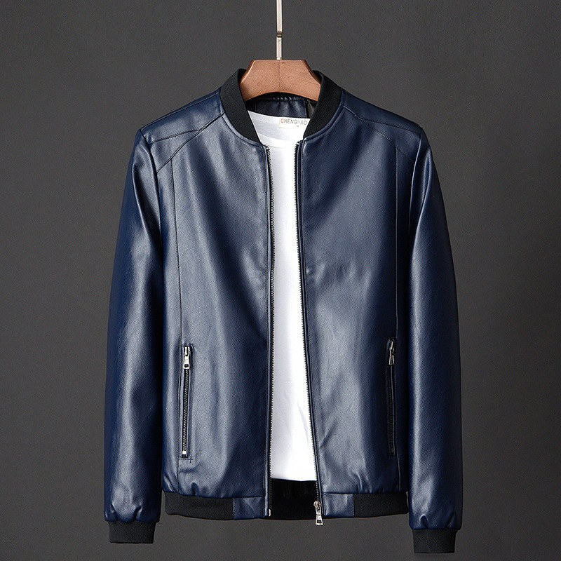 Men's Leather Jacket Bomber Motorcycle Jacket Men Fashion Causal Solid Moto Biker PU Baseball Leather Outerwear Plus Size 7Xl