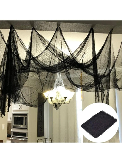 76X183 Cm Black Halloween Gauze Creepy Cloth Black Netting Spider Web Decor Halloween Horror House Party Decoration