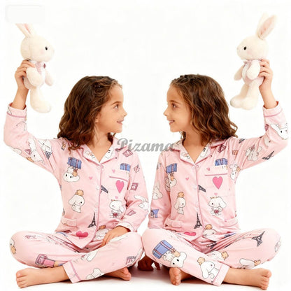 Children's Full Sleeve Button Down 2piece Kuromi Girls Pajamas Sets Boys Cinnamorolls Pyjamas Suits Kids Loungewear Homewear