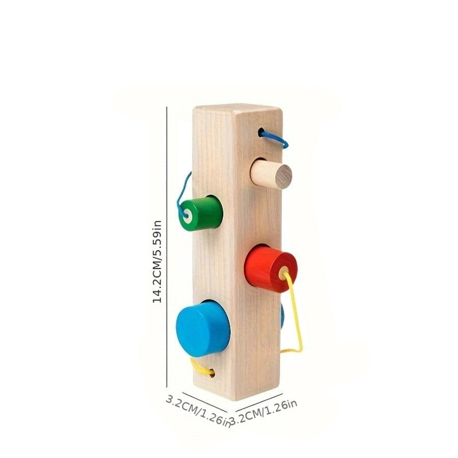 Conjunto de Colunas para Bebês e Crianças Pequenas, Blocos de Construção de Posicionamento, Cordas de Correspondência, Exercício para Bebês, Habilidade de Coordenação Olho-Mão, Brinquedos Educacionais de Madeira para Iluminação da Educação Infantil