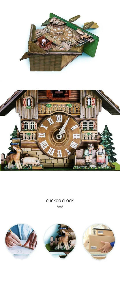 Wooden Hanging Wall Clock Bird Alarm Clock Cuckoo Clocks For Home Kid's Room Decoration Quartz Watch Decorative Home Decor