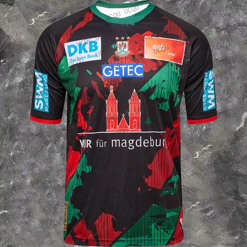 Mens SC Magdeburg Handball Shirt Women Men Sportwear Oversize Training Handball Uniform Breathable Unisex Quick Dry Sport Pajama